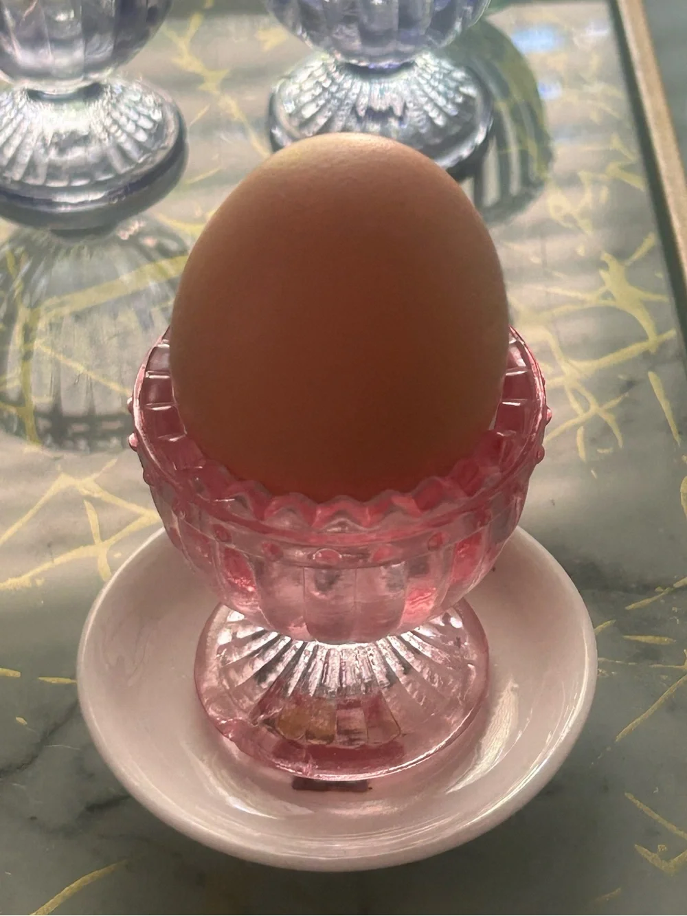 Set of 4 vintage egg cups, mini glasses bar display or kitchen home decor